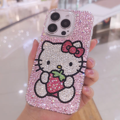 Handmade Gorgeous Bling Rhinestone iPhone Case Hello Kitty with Strawberry
