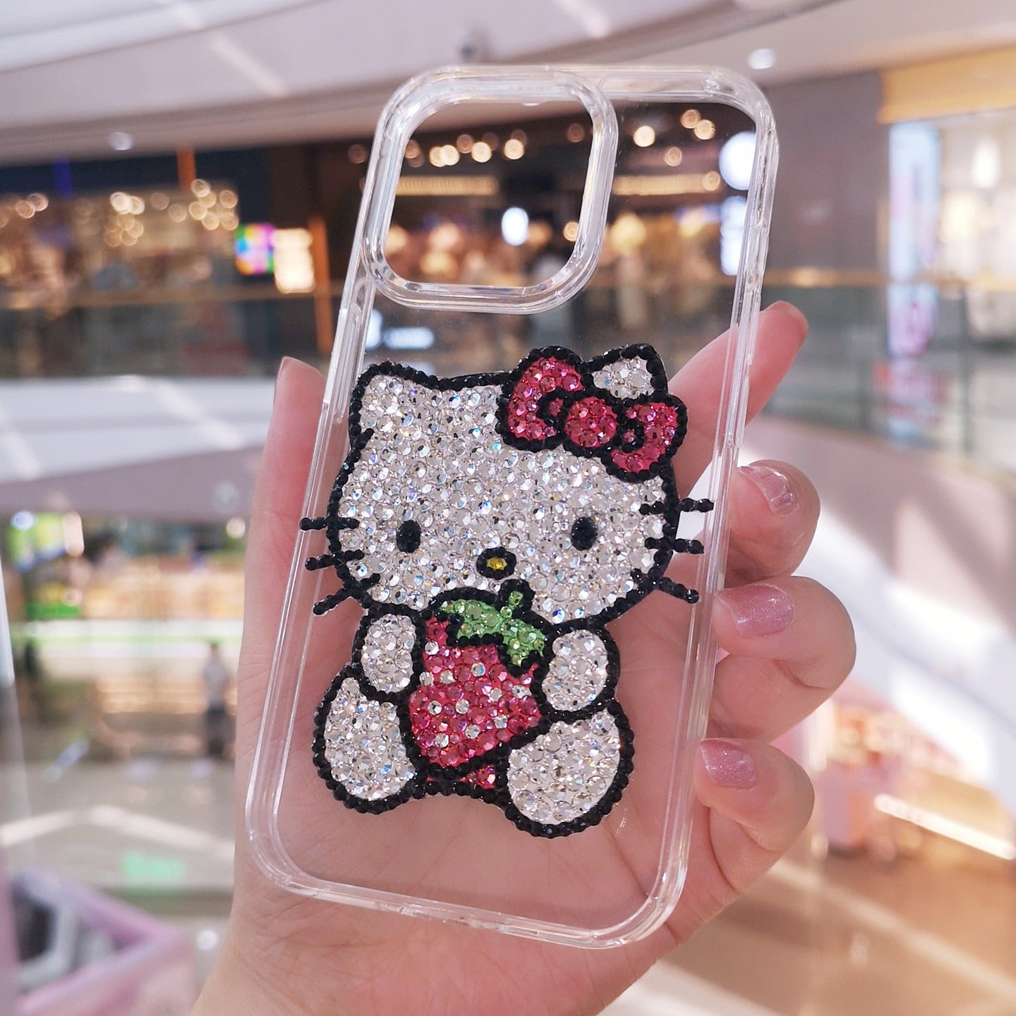 Hello Kitty & Strawberry Gorgeous Bling Rhinestone For iPhone Case