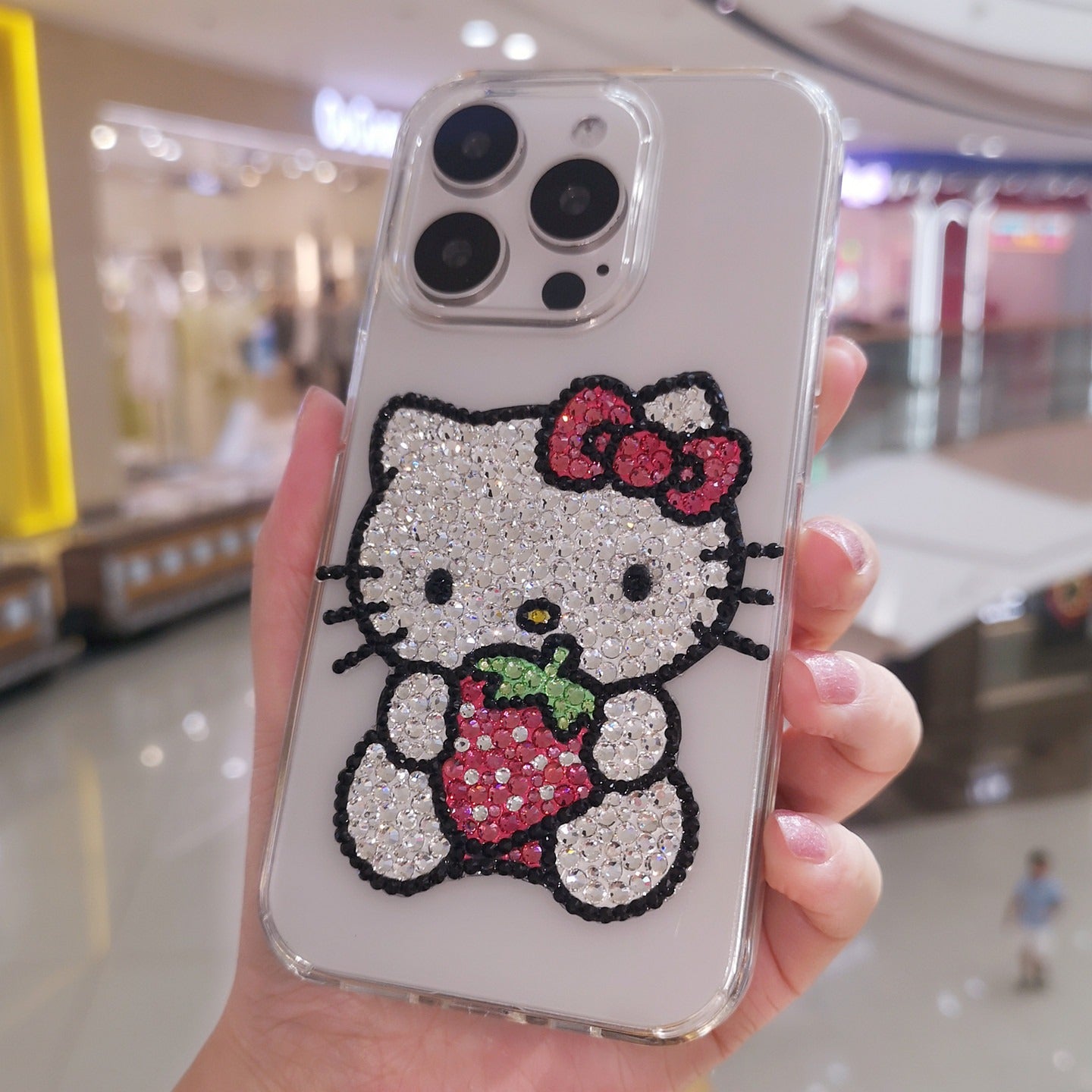 Hello Kitty & Strawberry Gorgeous Bling Rhinestone For iPhone Case