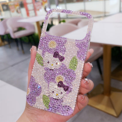 Hello Kitty with Purple Flowers Bling Rhinestone Case for iPhone
