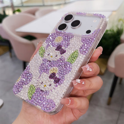 Hello Kitty with Purple Flowers Bling Rhinestone Case for iPhone