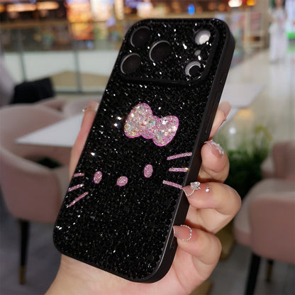 Handmade Luxury Bling Black Rhinestone iPhone Case Cute Hello Kitty