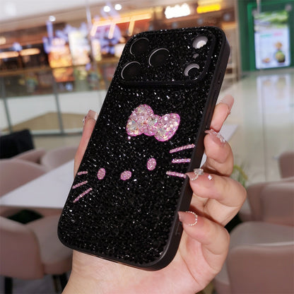 Handmade Luxury Bling Black Rhinestone iPhone Case Cute Hello Kitty
