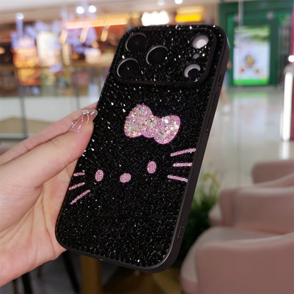 Handmade Luxury Bling Black Rhinestone iPhone Case Cute Hello Kitty
