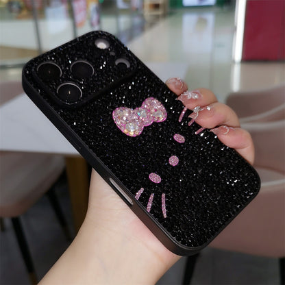Handmade Luxury Bling Black Rhinestone iPhone Case Cute Hello Kitty