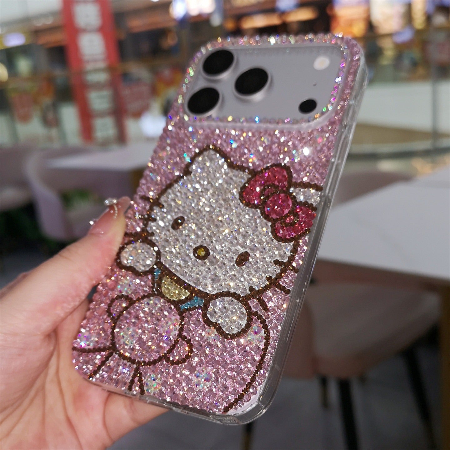 Hello Kitty with Bow Gorgeous Bling Pink Rhinestone Case for iPhone