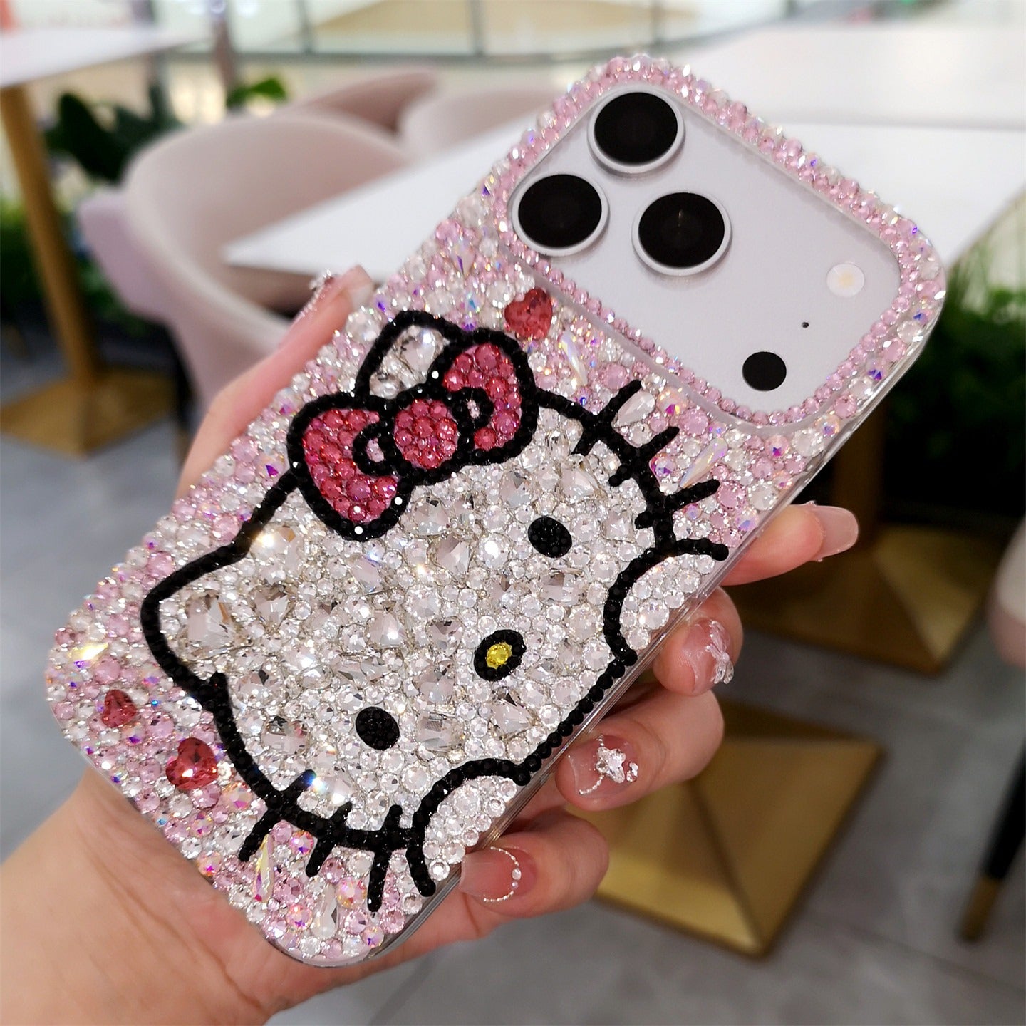 Handmade Gorgeous Bling Pink Rhinestone Hello Kitty Case for iPhone