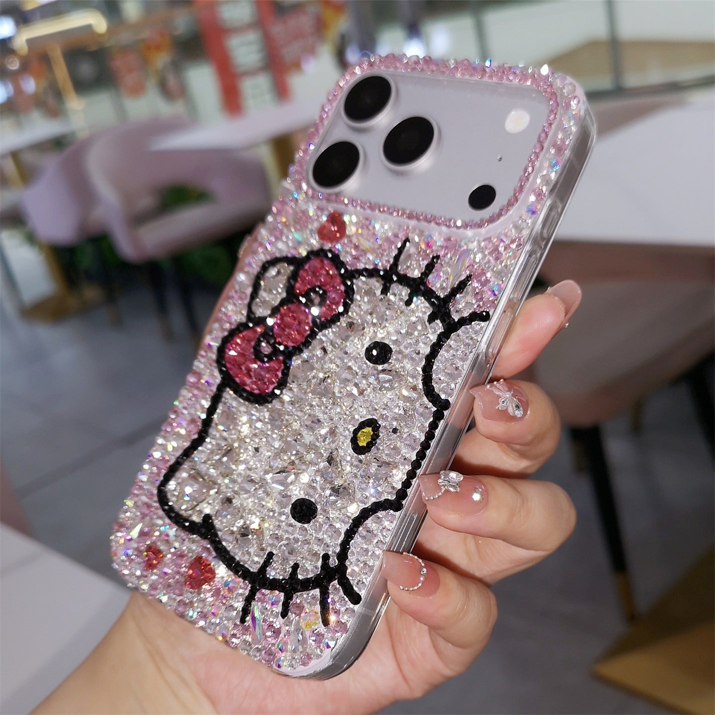 Handmade Gorgeous Bling Pink Rhinestone Hello Kitty Case for iPhone