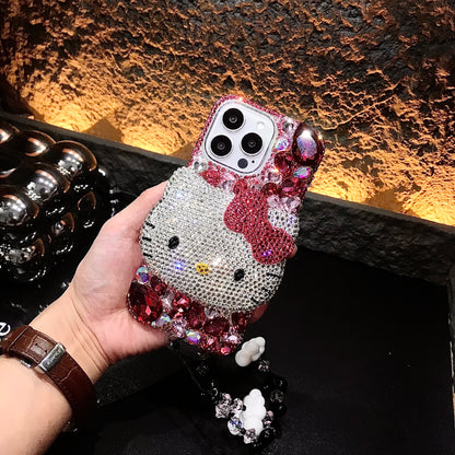 3D Hello Kitty Gorgeous Bling Rose Red Gem For iPhone Case