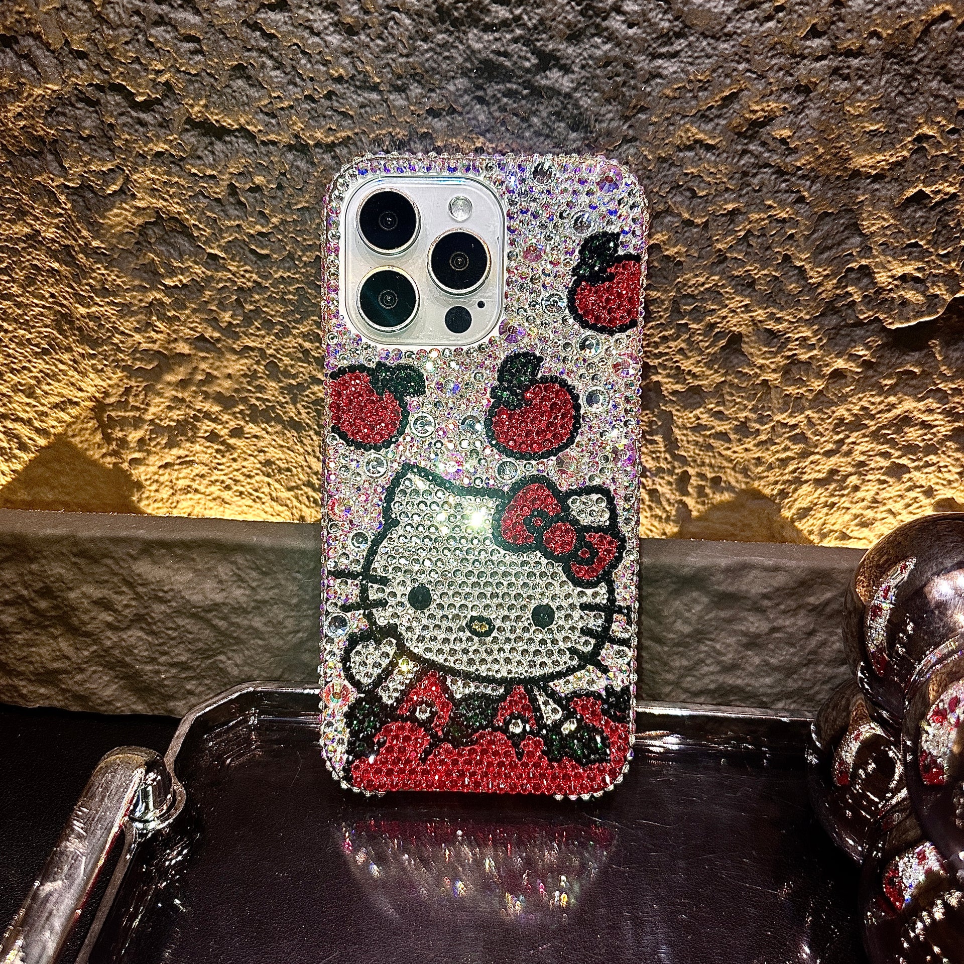 Hello Kitty Rhinestone Bling Crystal Phone Case Chain For iPhone17 16 15 14 13 12 11Pro Max X Xs XR 7 8 Plus Transparent Bumper - 202192403