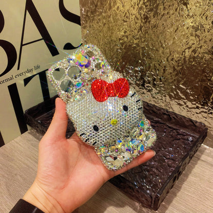 Handmade 3d Hello Kitty white crystal phone case_3
