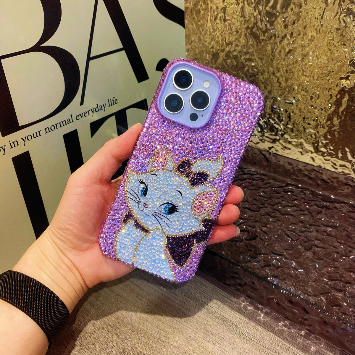 Marie Cat Gorgeous Bling Purple Rhinestone For iPhone Case