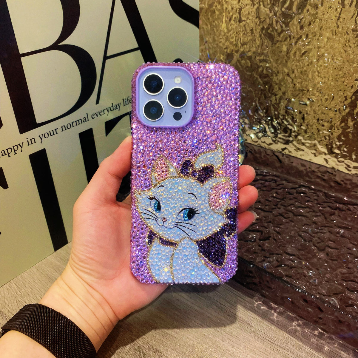 Marie Cat Gorgeous Bling Purple Rhinestone For iPhone Case