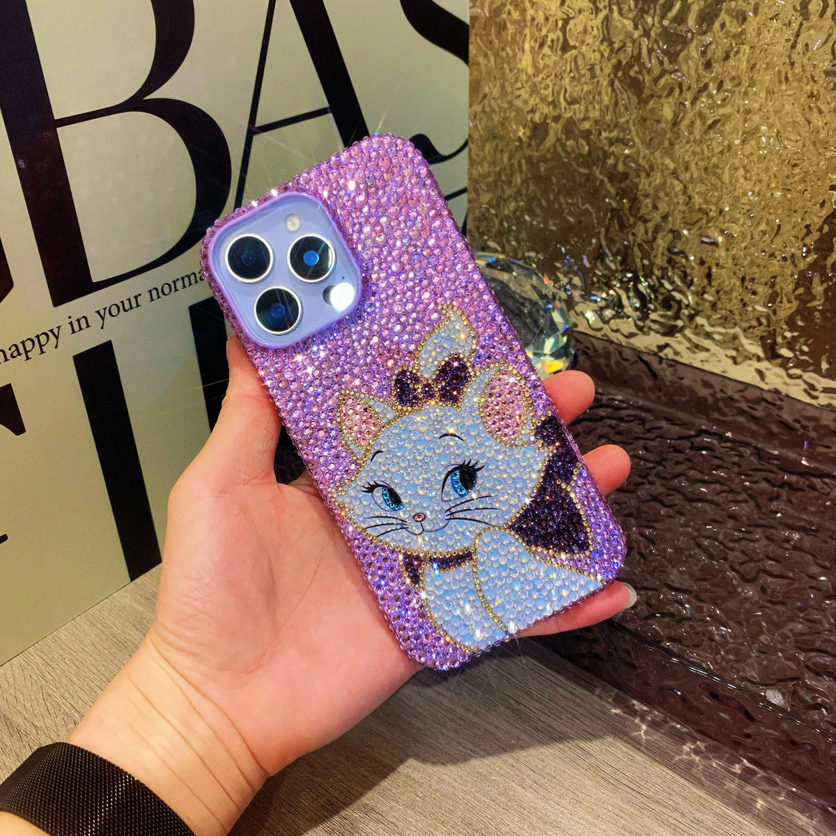 Marie Cat Gorgeous Bling Purple Rhinestone For iPhone Case