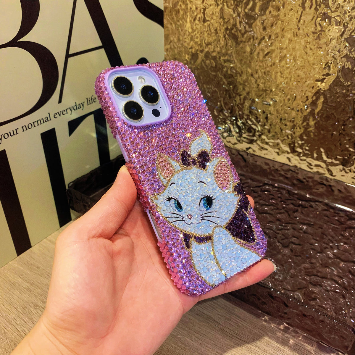 Marie Cat Gorgeous Bling Purple Rhinestone For iPhone Case