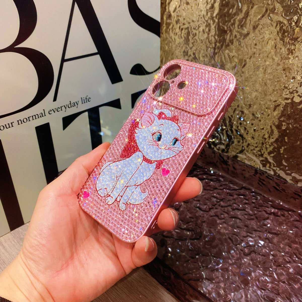 Handmade iPhone Case Gorgeous Bling Pink Rhinestone Marie Cat