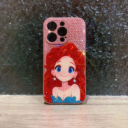 Handmade iPhone Case Luxury Bling Rhinestone Cute Princess Ariel Case
