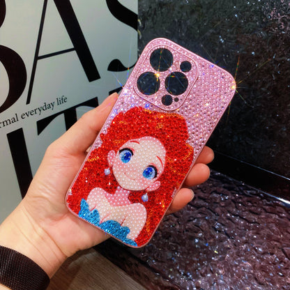 Handmade iPhone Case Luxury Bling Rhinestone Cute Princess Ariel Case