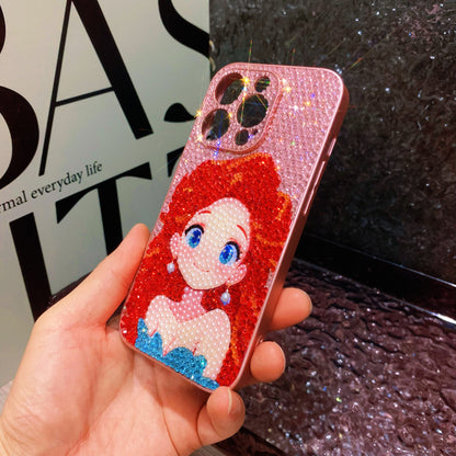 Handmade iPhone Case Luxury Bling Rhinestone Cute Princess Ariel Case
