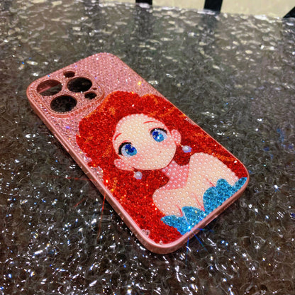 Handmade iPhone Case Luxury Bling Rhinestone Cute Princess Ariel Case