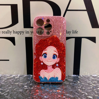 Handmade iPhone Case Luxury Bling Rhinestone Cute Princess Ariel Case