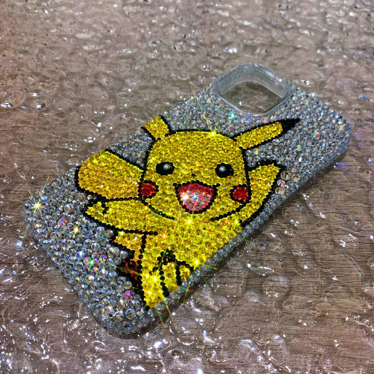Handmade iPhone Case Luxury Bling Rhinestone Cute Pikachu Case