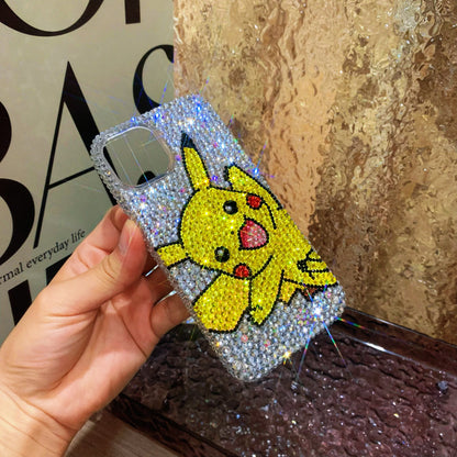 Handmade iPhone Case Luxury Bling Rhinestone Cute Pikachu Case