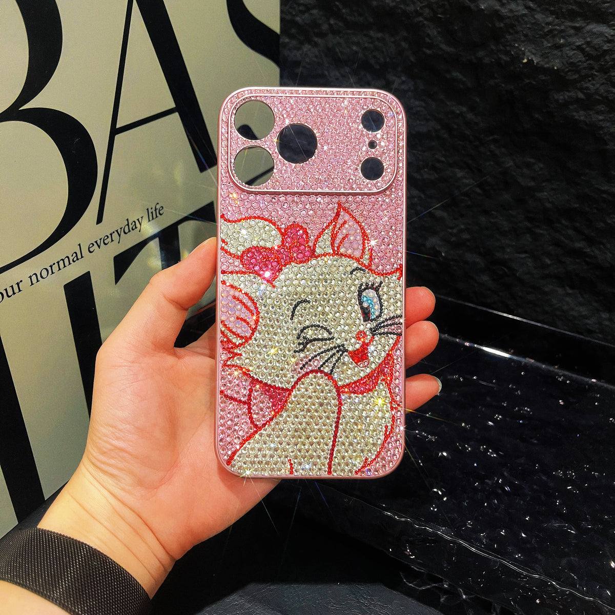 Handmade iPhone Case Bling Pink Crystas Marie Cat