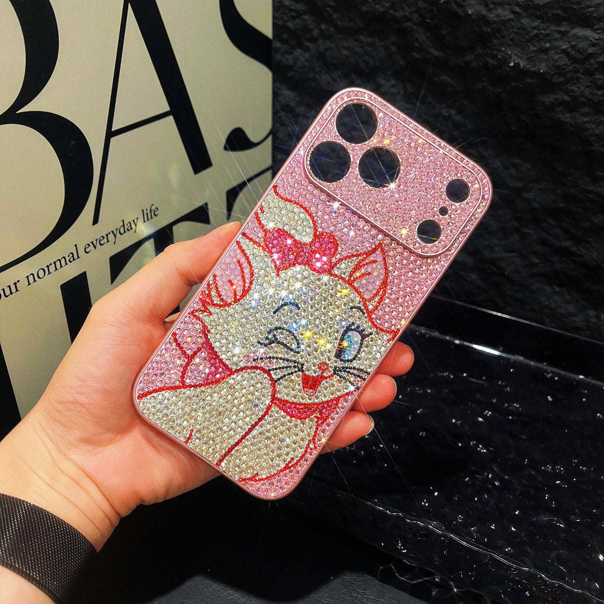 Handmade iPhone Case Bling Pink Crystas Marie Cat