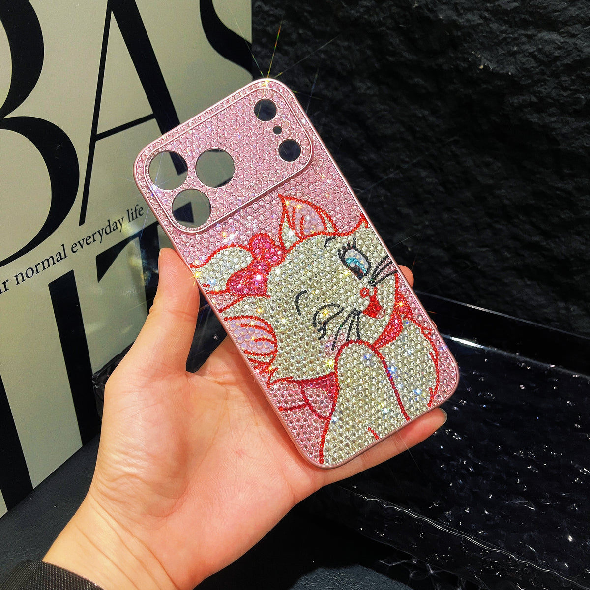 Handmade iPhone Case Bling Pink Crystas Marie Cat