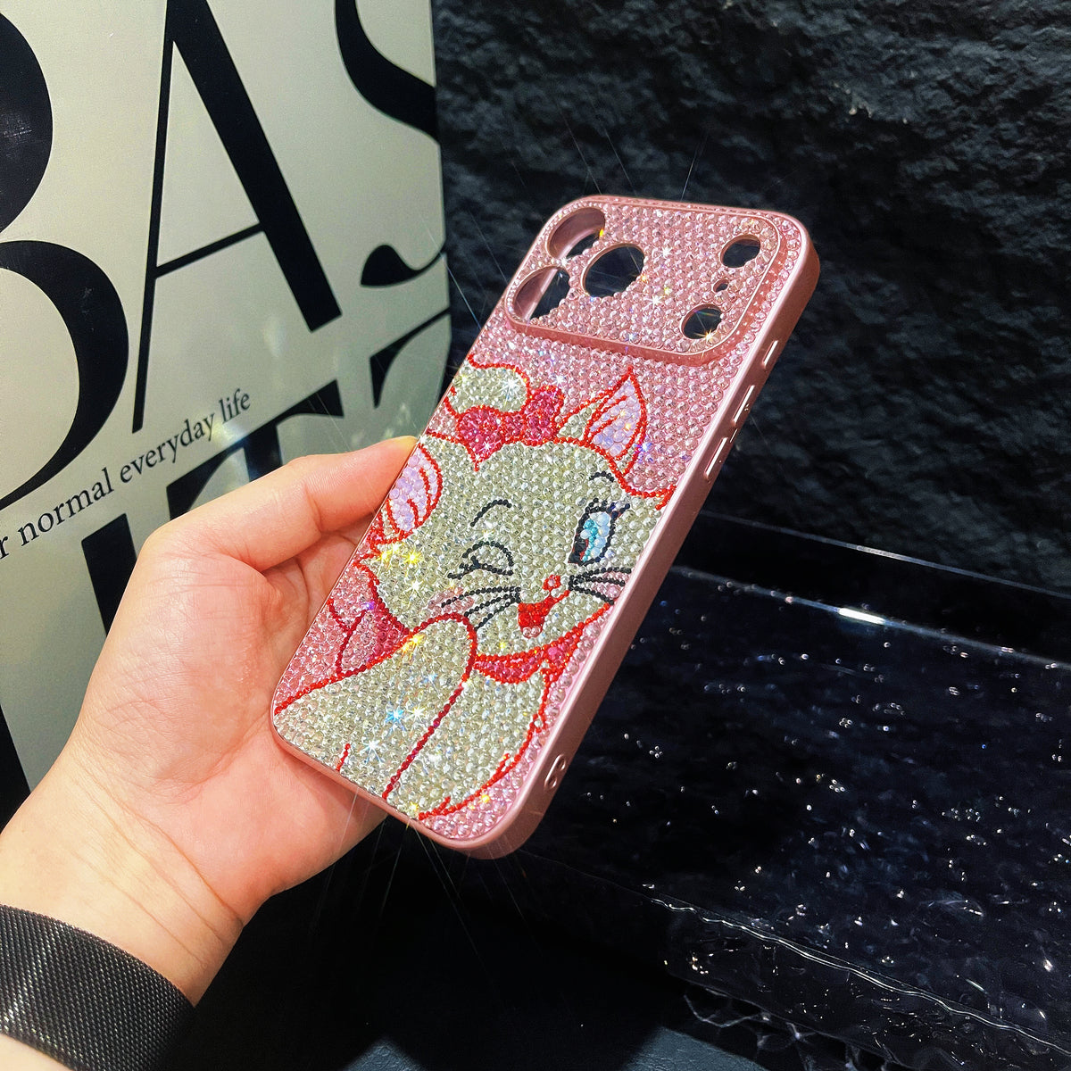 Handmade iPhone Case Bling Pink Crystas Marie Cat