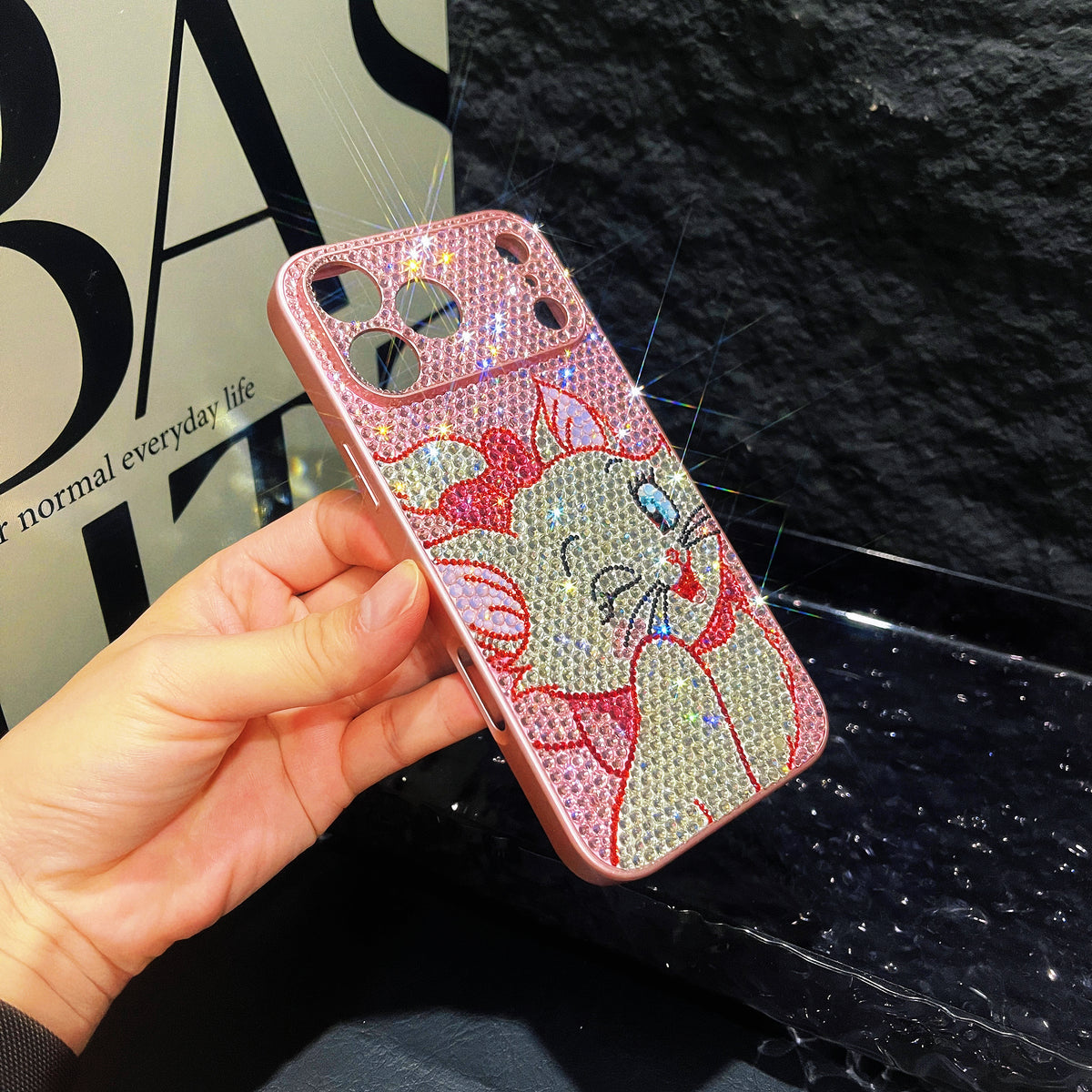 Handmade iPhone Case Bling Pink Crystas Marie Cat