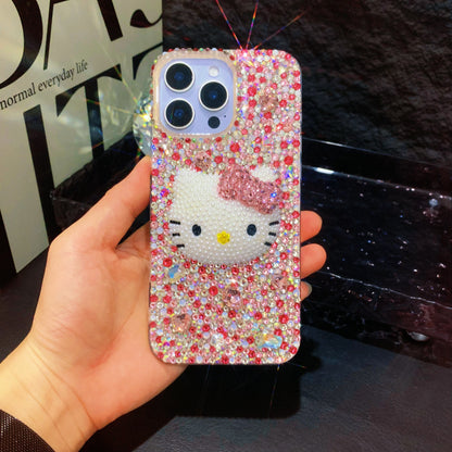 Funda Hello Kitty 3D con diamantes de imitación mixtos para iPhone y Samsung
