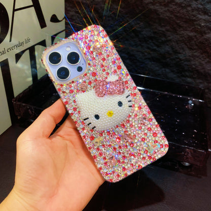 Funda Hello Kitty 3D con diamantes de imitación mixtos para iPhone y Samsung