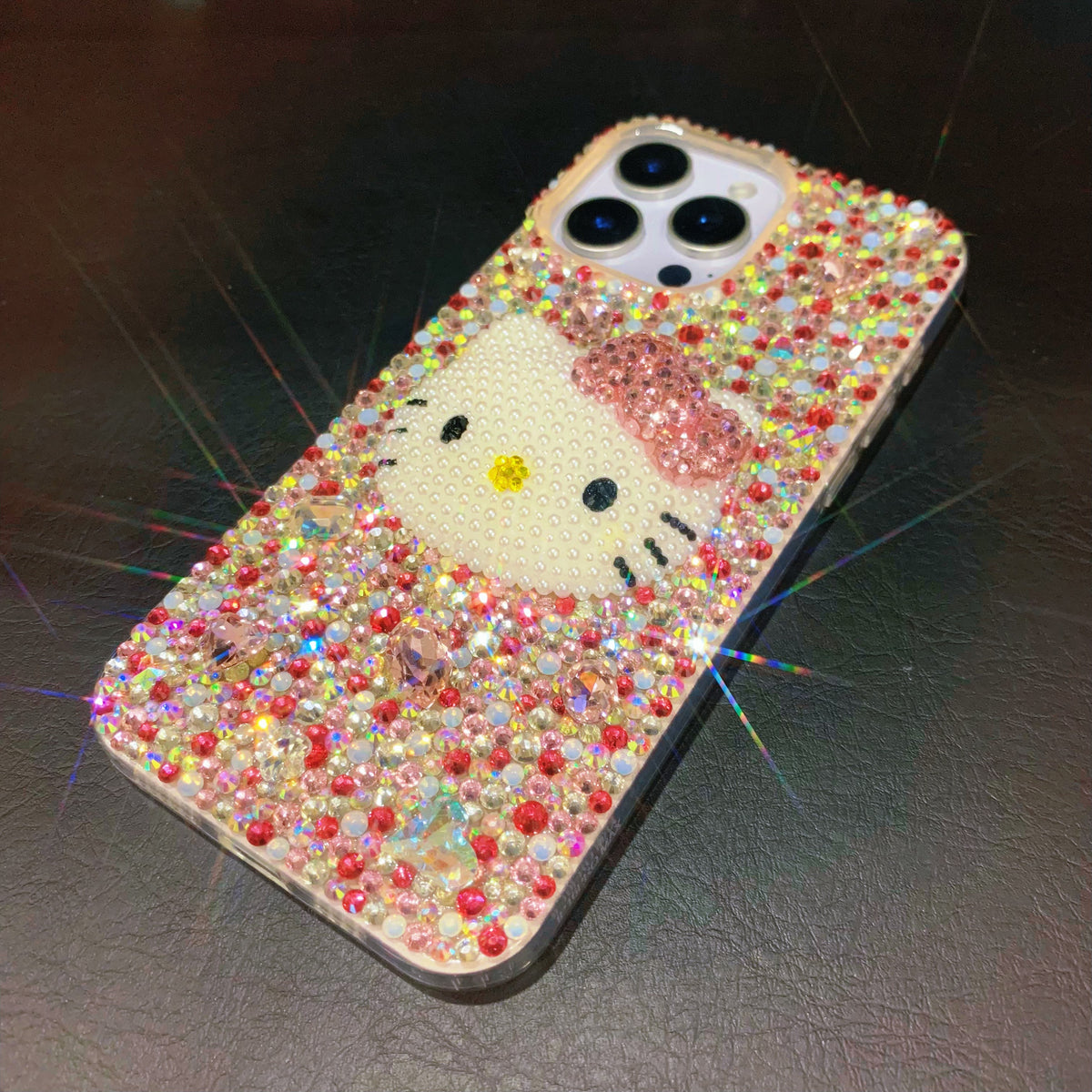 Funda Hello Kitty 3D con diamantes de imitación mixtos para iPhone y Samsung