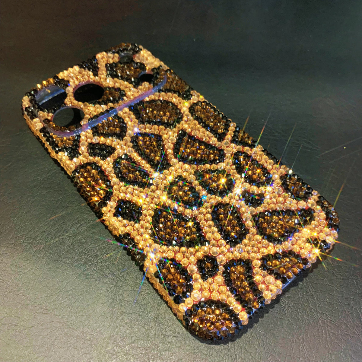 Handmade iPhone Case Luxury Bling Rhinestone Brown Leopard