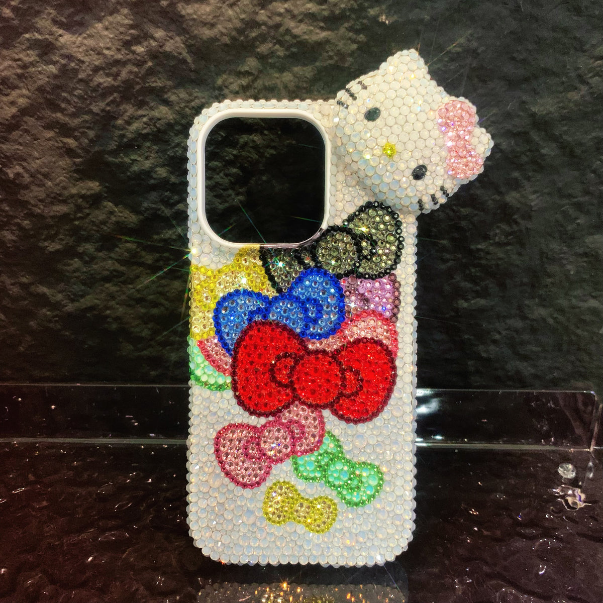 3DハローキティリボンゴージャスラインストーンiPhoneケース