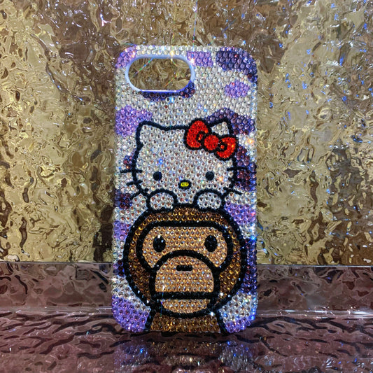 Hello Kitty & Baby Milo Gorgeous Bling Rhinestone For iPhone Case