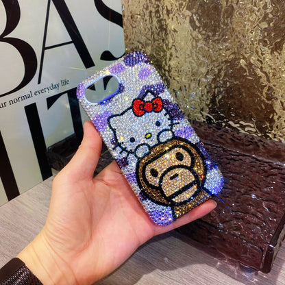 Hello Kitty & Baby Milo Gorgeous Bling Rhinestone For iPhone Case