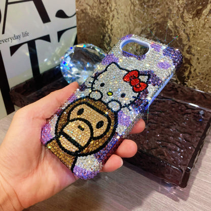 Hello Kitty & Baby Milo Gorgeous Bling Rhinestone For iPhone Case