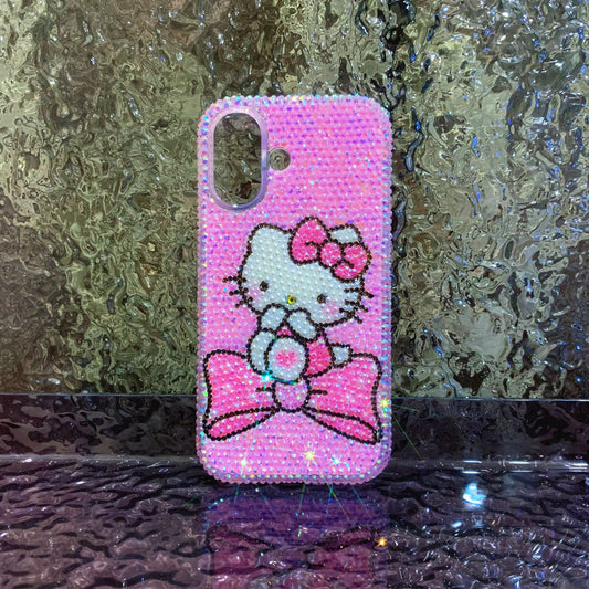 Handmade iPhone Case Bling Jelly Pink Rhinestone Cute Hello Kitty Case