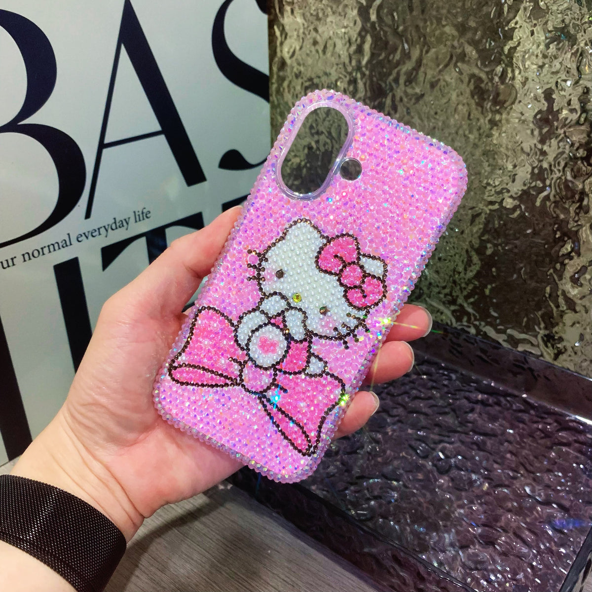 Handmade iPhone Case Bling Jelly Pink Rhinestone Cute Hello Kitty Case