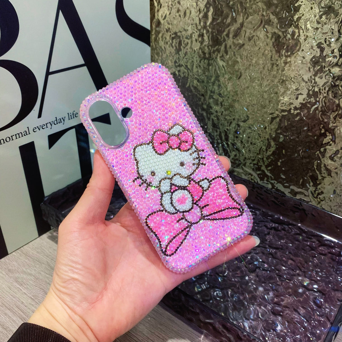 Handmade iPhone Case Bling Jelly Pink Rhinestone Cute Hello Kitty Case