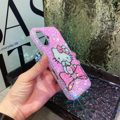 Handmade iPhone Case Bling Jelly Pink Rhinestone Cute Hello Kitty Case
