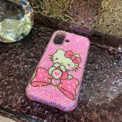Handmade iPhone Case Bling Jelly Pink Rhinestone Cute Hello Kitty Case