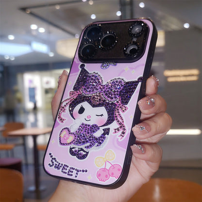 Handmade Minimalism Rhinestone Purple Kuromi iPhone Case