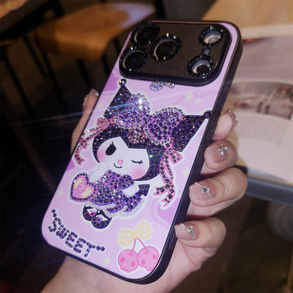 Handmade Minimalism Rhinestone Purple Kuromi iPhone Case