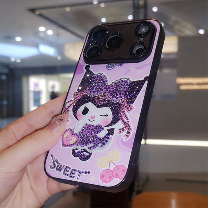 Handmade Minimalism Rhinestone Purple Kuromi iPhone Case