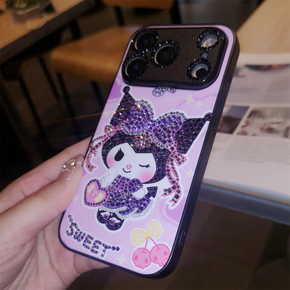 Handmade Minimalism Rhinestone Purple Kuromi iPhone Case
