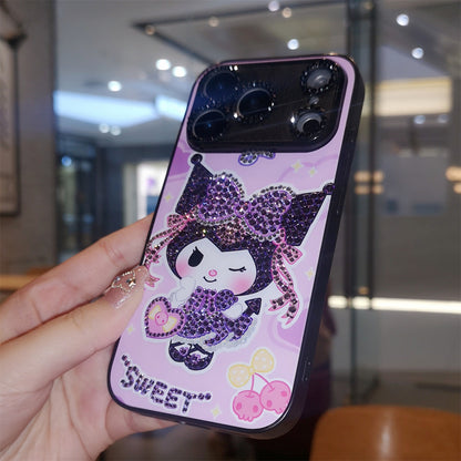 Handmade Minimalism Rhinestone Purple Kuromi iPhone Case
